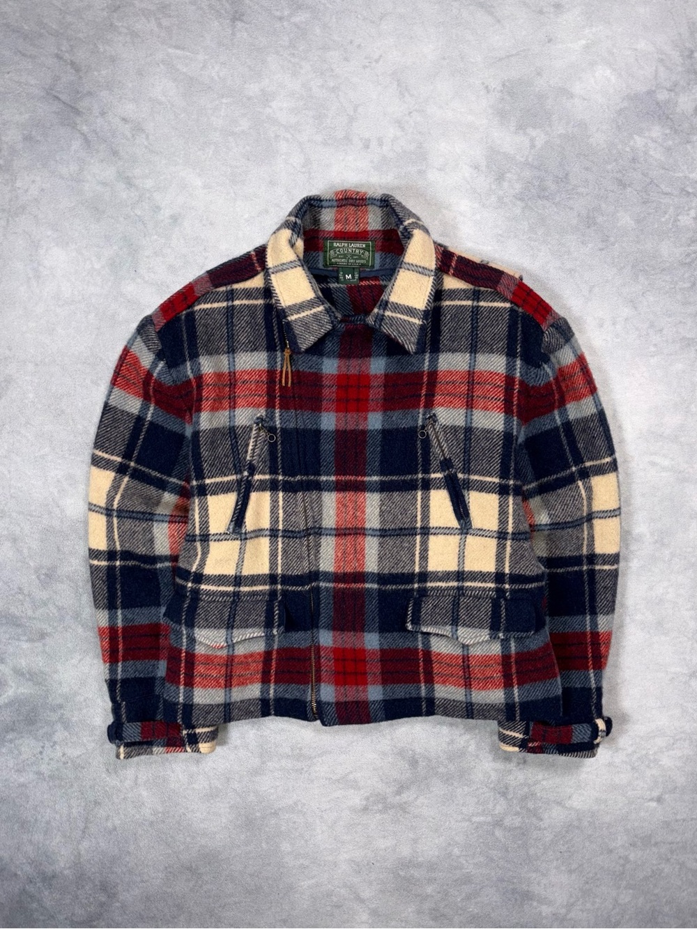 Polo Country Ralph Lauren 1992 Vintage Plaid Wool Moto Biker Western Jacket Rare